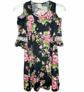 Floral Cold Shoulder Skater Dress by Lily Bleu
